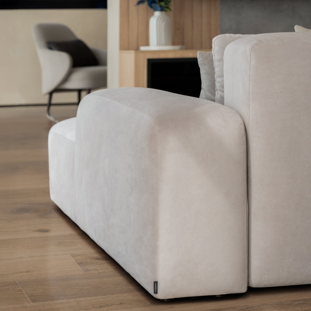 Диван Кермит раскладной в интерьере в обивке: Союз-м Elixir 930. Фото 2