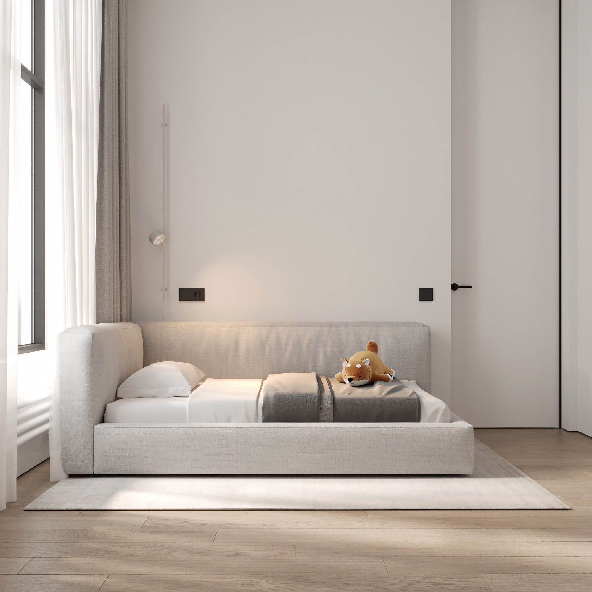 Детская кровать Мэни в интерьере в обивке: Harmony 15, дизайн от: Dergachev Design. Фото 2