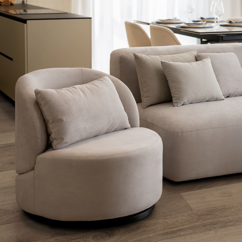 Круглое лаунж кресло Зефир в интерьере в обивке: Союзм Elixir 930. Фото 4