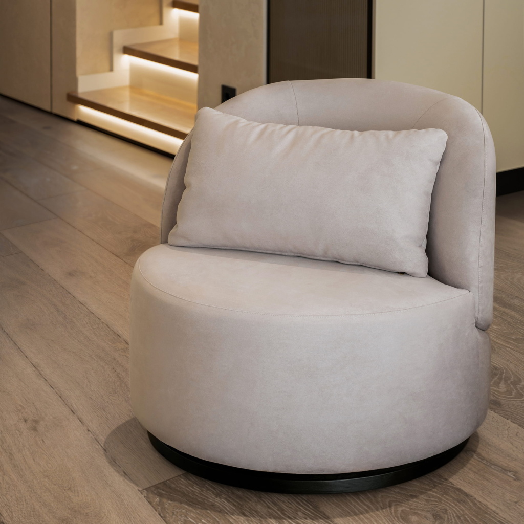 Круглое лаунж кресло Зефир в интерьере в обивке: Союзм Elixir 930. Фото 5