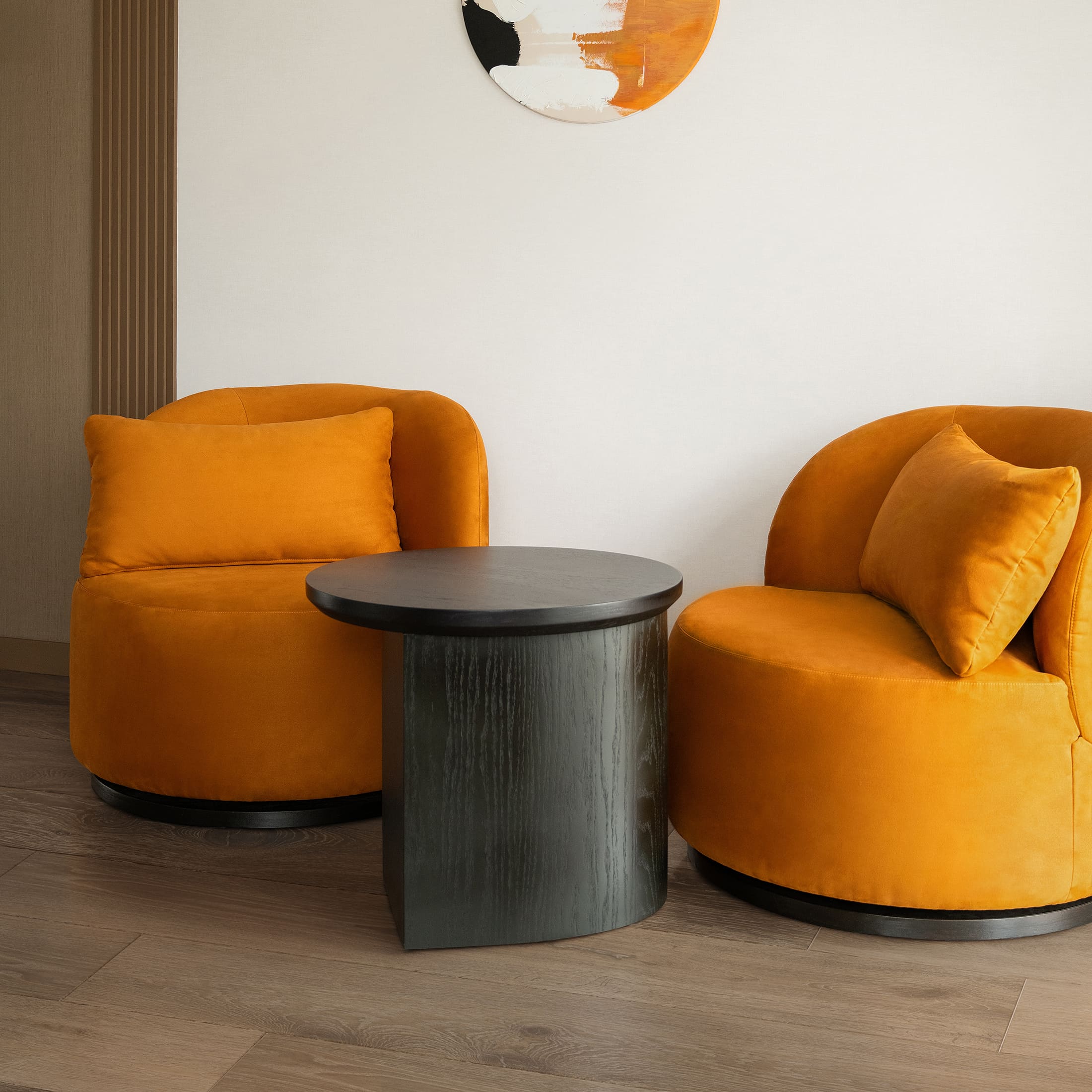 Круглый Кофейный стол Валентин шпон дуба кофейный. Фото 4