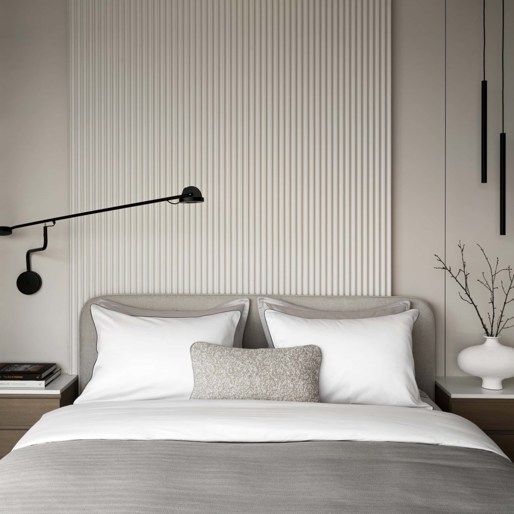 Кровать Барри с подъемным механизмом в интерьере в обивке: Nortex Matrix 1 Cream, дизайн от: Osome. Фото 8