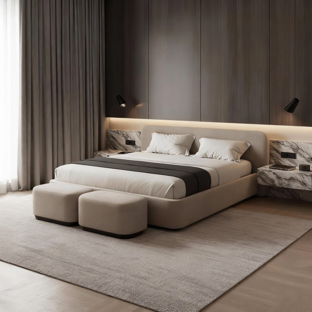 Банкетка Марс на цоколе в интерьере в обивке: Art Vision Soul 02. Фото 6