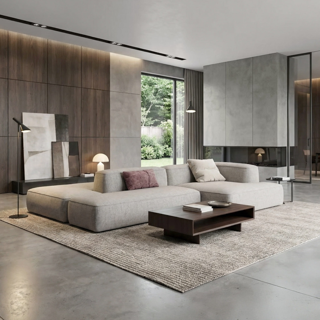 Диван Леман двусторонний в интерьере в обивке: Fancy Fabric Adriana 03. Фото 5