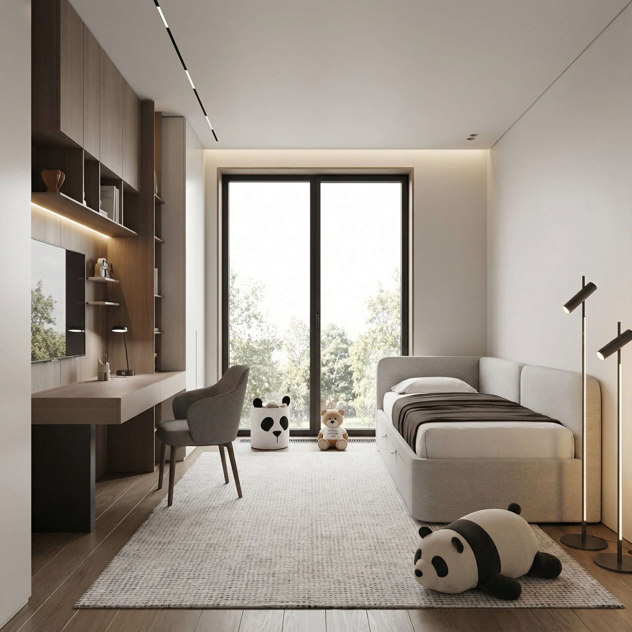 Детская кровать Оливер c одним бортом в интерьере в обивке: Fancy Fabric Adriana 02. Фото 6