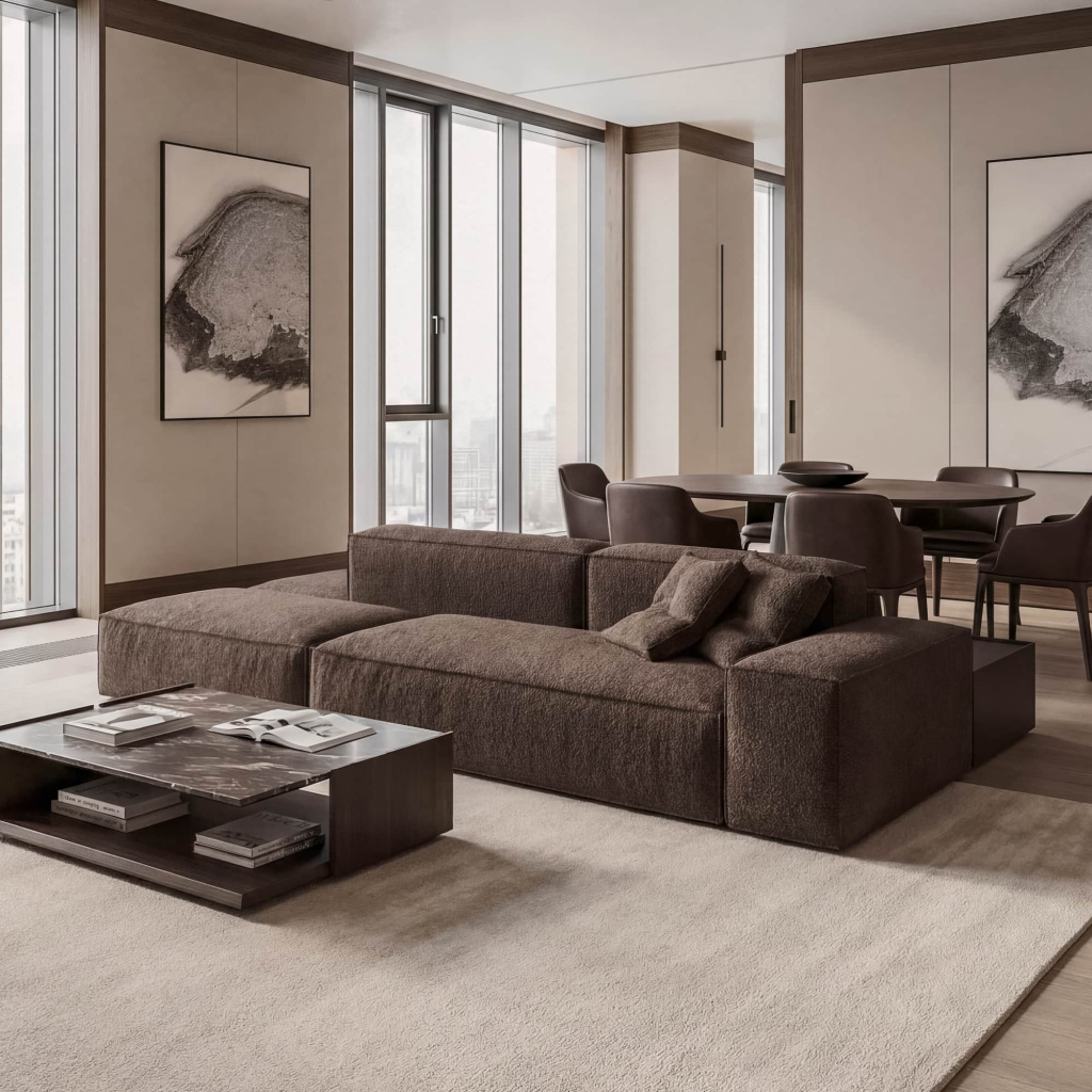 Диван Дэвис двусторонний в интерьере в обивке: Axis Pixel 10. Фото 1