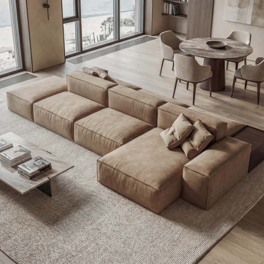 Диван Дэвис двусторонний в интерьере в обивке: Egida Teddy 731. Фото 3