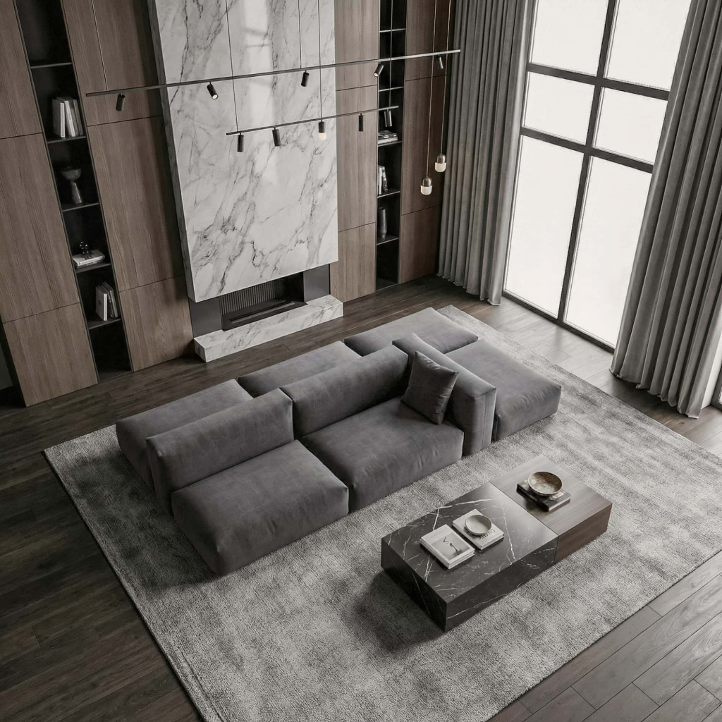 Диван Трэвис двусторонний в интерьере в обивке: ArtVision Rafael 30. Фото 6