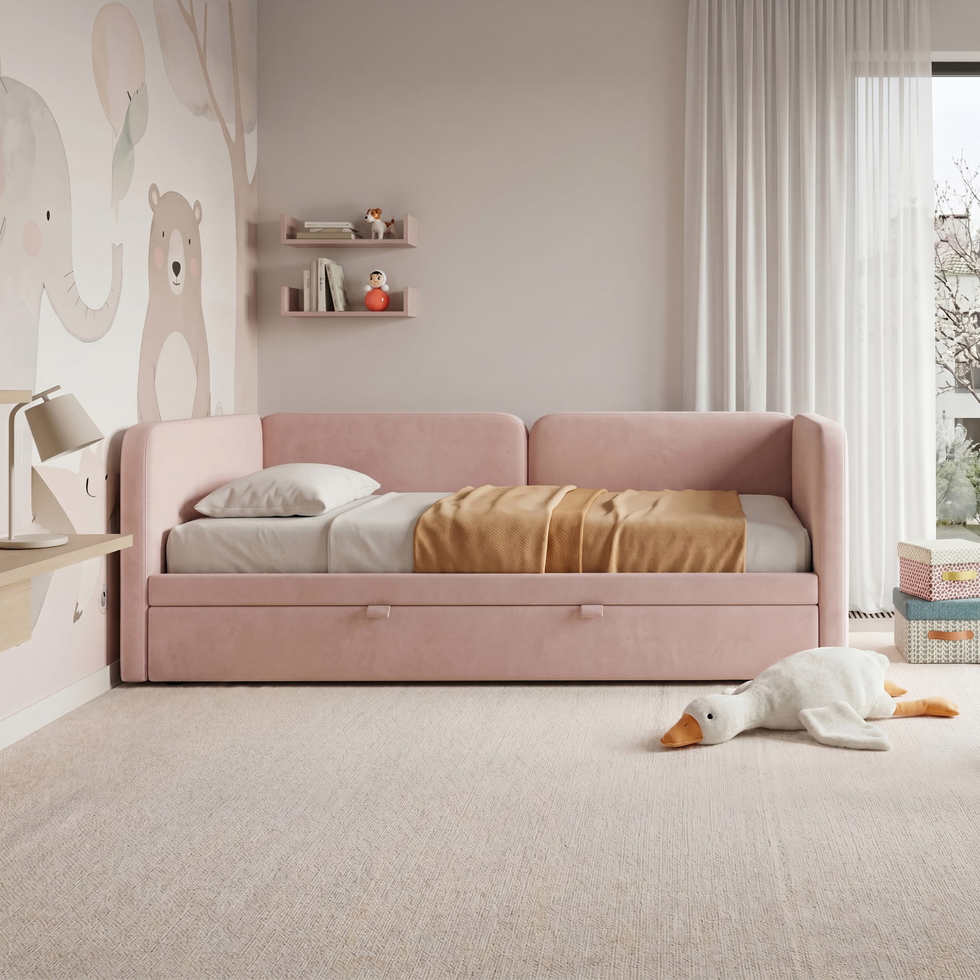 Детская кровать Оливер в интерьере в обивке: Egida Teddy 324. Фото 1