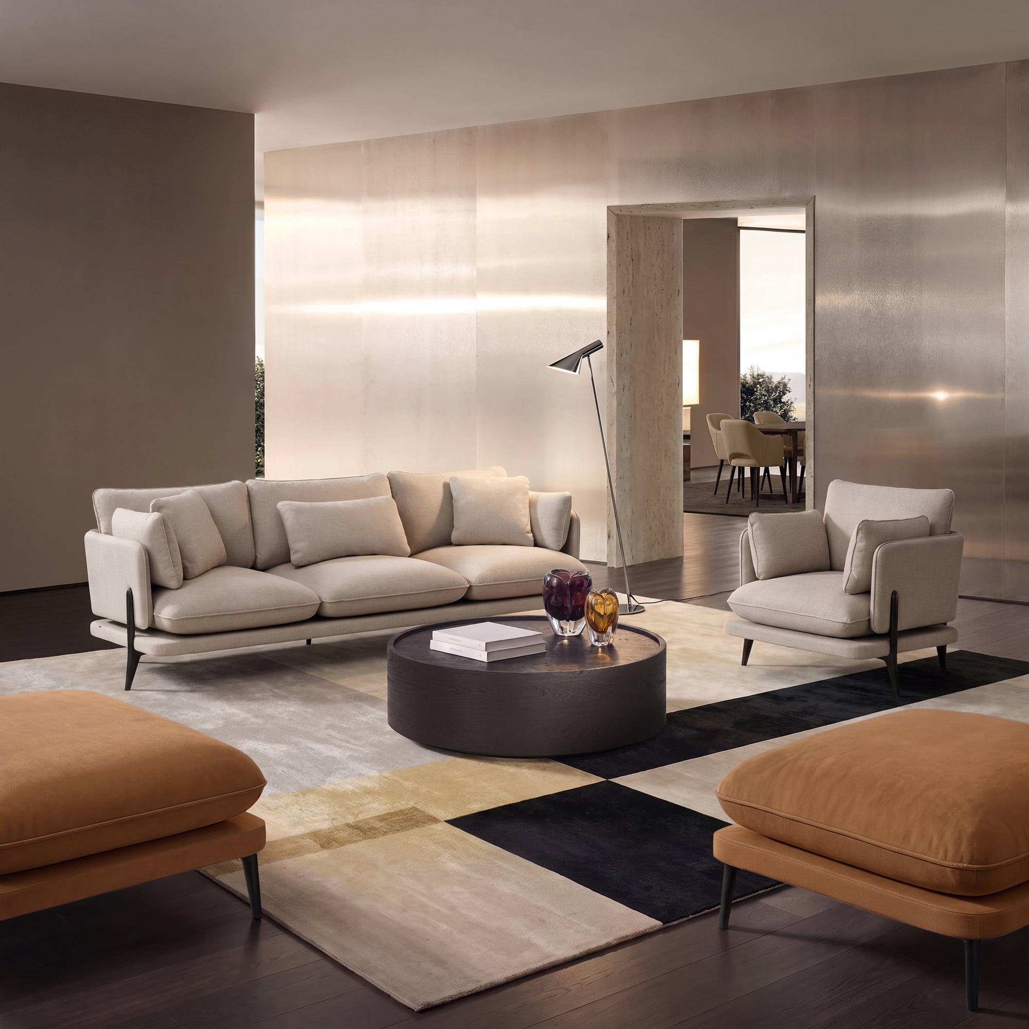 Диван Клауд в интерьере в обивке: Domiart Marbel 103 Cream. Фото 3