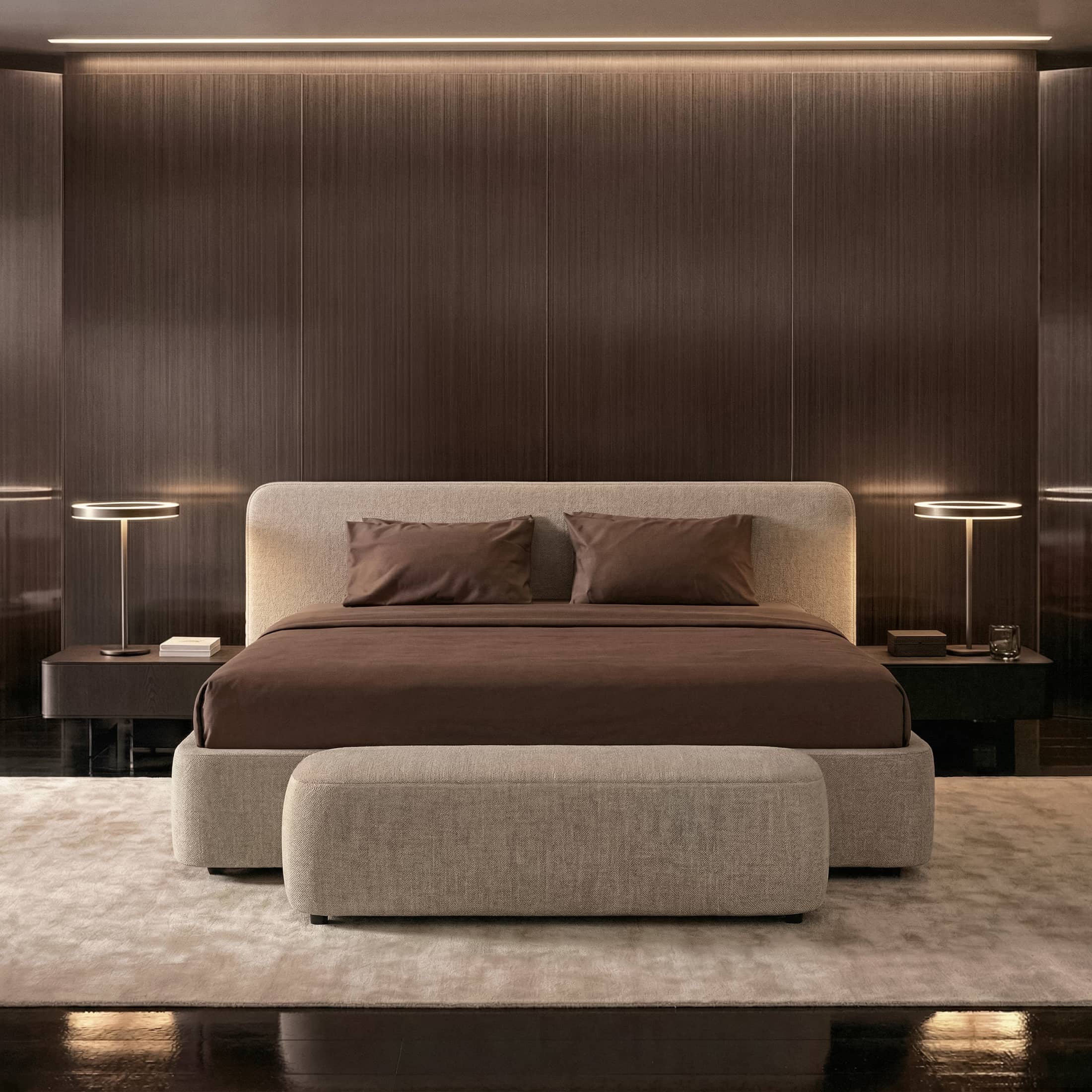 Банкетка Марс в интерьере в обивке: FancyFabric Adriana 04. Фото 1