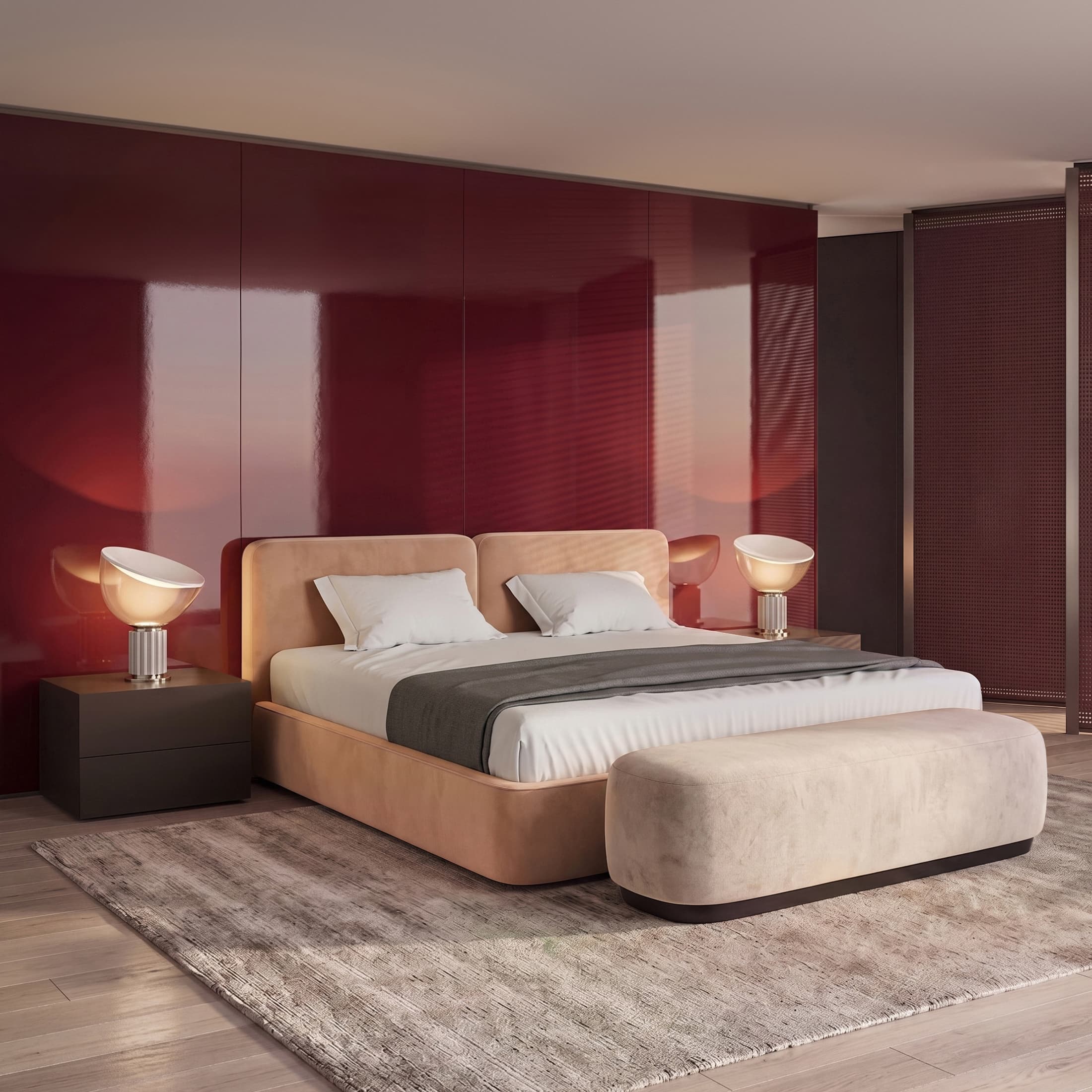 Кровать со сплошным основанием Тадао в интерьере в обивке: Союз-м Velvet Lux 23. Фото 2