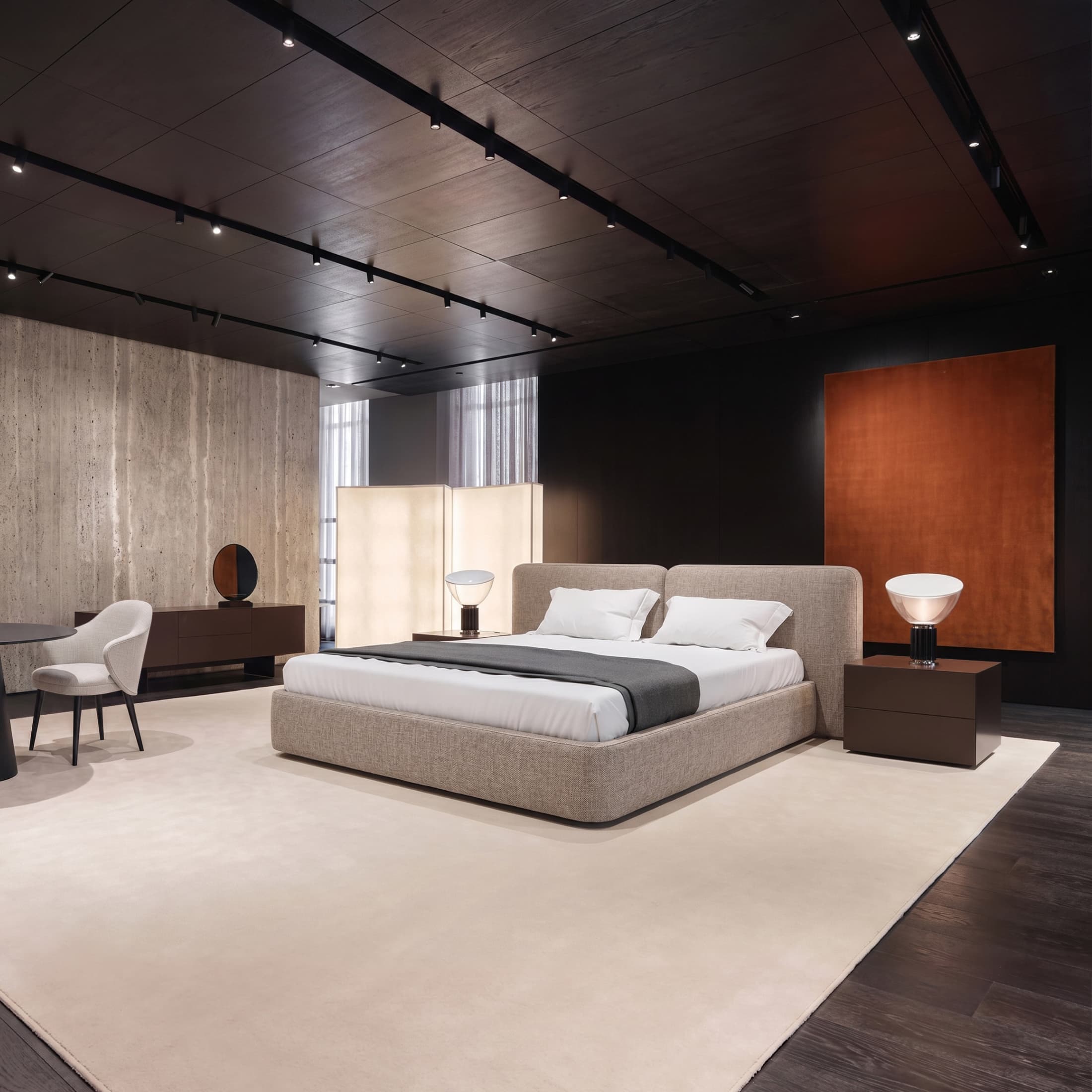 Кровать со сплошным основанием Тадао в интерьере в обивке: Art Vision Paradise 10 . Фото 1